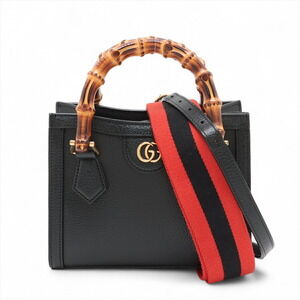 Gucci Bamboo Diana Leather Handbag Black